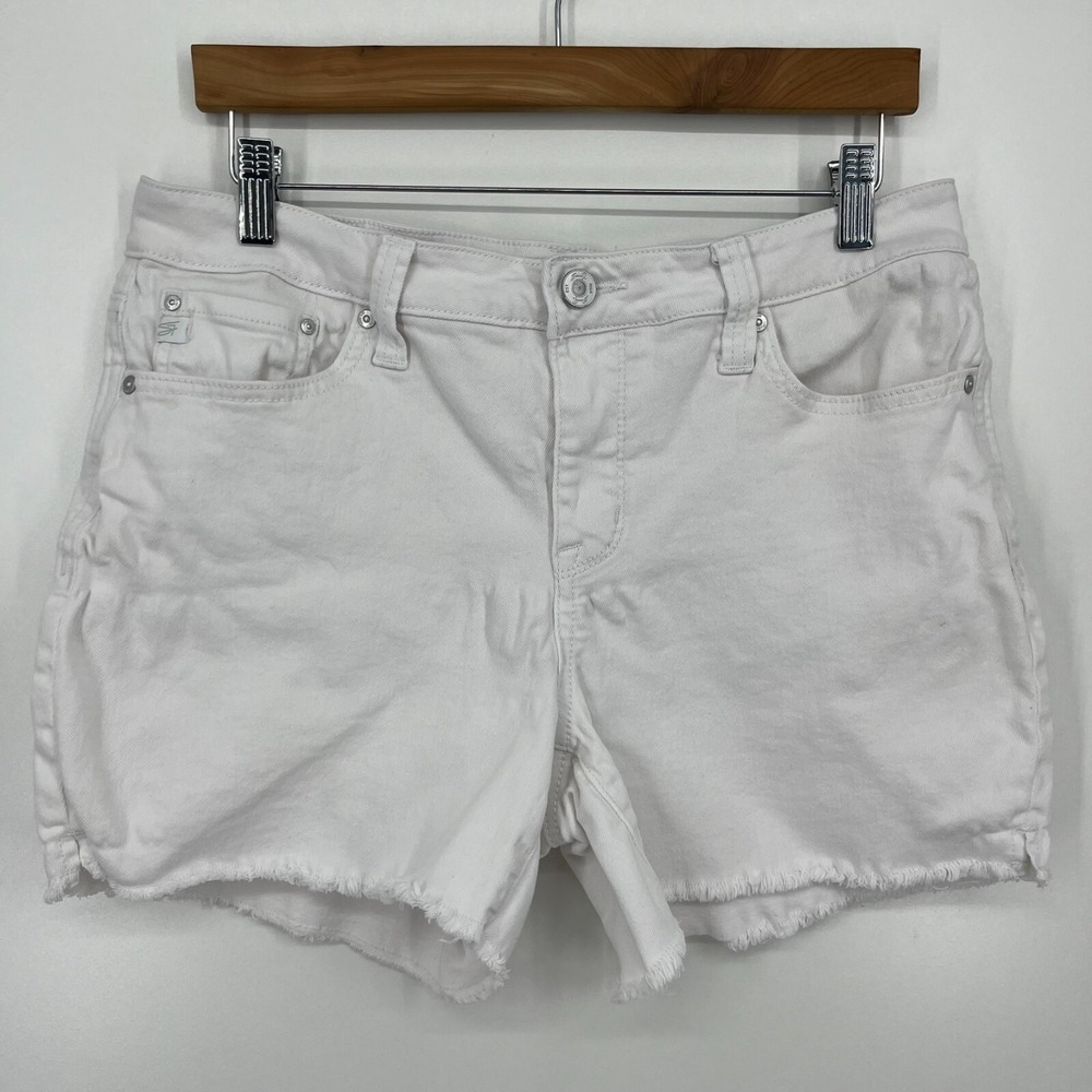 Seven7 Denim‎ Shorts Women's 8 White Cut Offs 4" Inseam Mid Rise